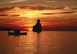 zonsondergang vanaf de boot